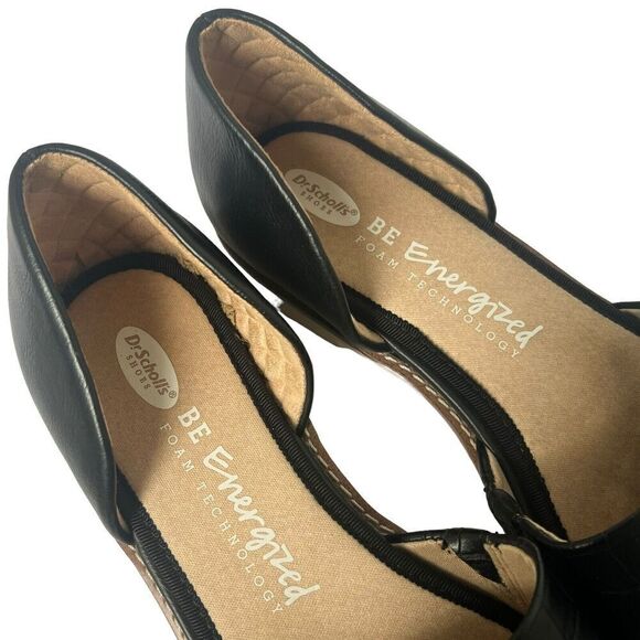 DR SCHOLLS Black Faux Croc Cut Out D'Orsay Flats Shoes 7 Slip On Comfort - Picture 6 of 12